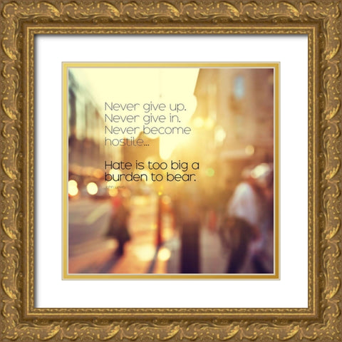 John Lewis Quote: Never Give Up Gold Ornate Wood Framed Art Print with Double Matting by ArtsyQuotes