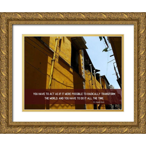 Dr. Angela Davis Quote: Radically Transform the World Gold Ornate Wood Framed Art Print with Double Matting by ArtsyQuotes