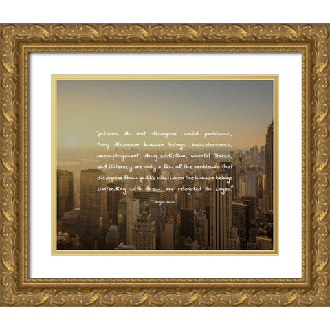 Angela Davis Quote: Social Problems Gold Ornate Wood Framed Art Print with Double Matting by ArtsyQuotes