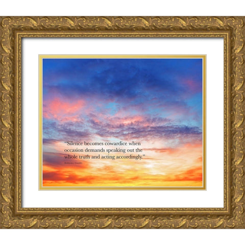 Mahatma Gandhi Quote: Silence Gold Ornate Wood Framed Art Print with Double Matting by ArtsyQuotes