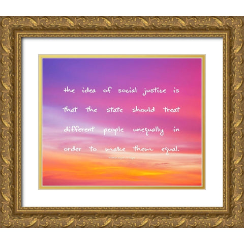 Friedrich August von Hayek Quote: Social Justice Gold Ornate Wood Framed Art Print with Double Matting by ArtsyQuotes