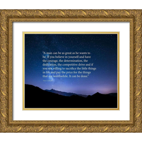 Vince Lombardi Quote: Believe in Yourself Gold Ornate Wood Framed Art Print with Double Matting by ArtsyQuotes