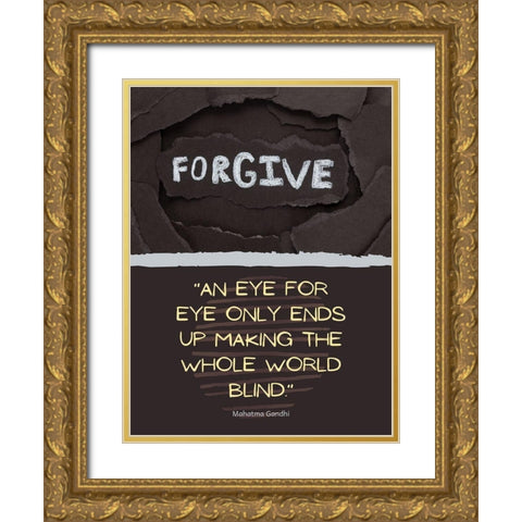 M.K. Gandi Quote: Eye for Eye Gold Ornate Wood Framed Art Print with Double Matting by ArtsyQuotes