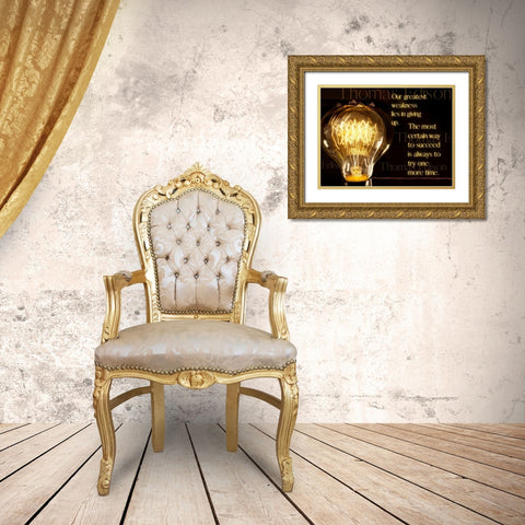 Thomas Edison Quote: Greatest Weakness Gold Ornate Wood Framed Art Print with Double Matting by ArtsyQuotes