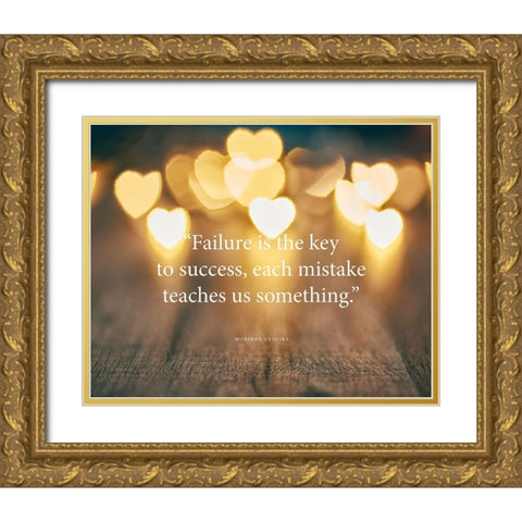 Moriher Ueshiba Quote: Key to Success Gold Ornate Wood Framed Art Print with Double Matting by ArtsyQuotes