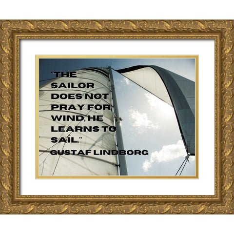 Gustaf Lindborg Quote: He Learns to Sail Gold Ornate Wood Framed Art Print with Double Matting by ArtsyQuotes