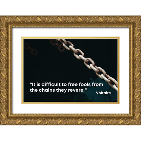 Voltaire Quote: Free Fools Gold Ornate Wood Framed Art Print with Double Matting by ArtsyQuotes