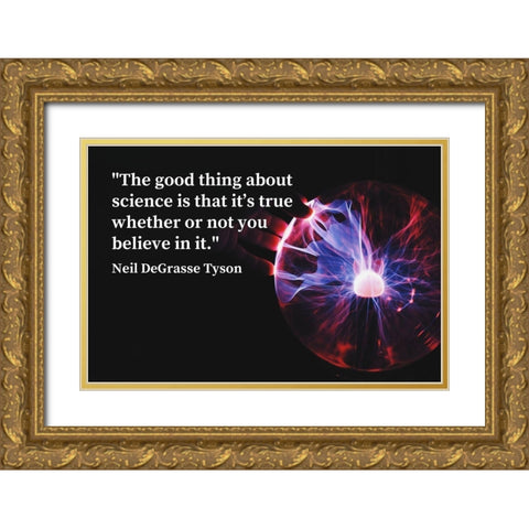 Neil DeGrasse Tyson Quote: Science Gold Ornate Wood Framed Art Print with Double Matting by ArtsyQuotes