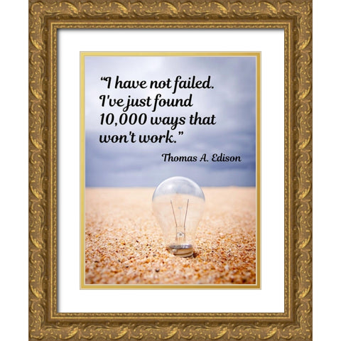 Thomas Edison Quote: I Have Not Failed Gold Ornate Wood Framed Art Print with Double Matting by ArtsyQuotes