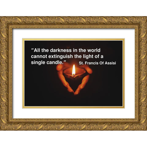 Saint Francis of Assisi Quote: Single Candle Gold Ornate Wood Framed Art Print with Double Matting by ArtsyQuotes