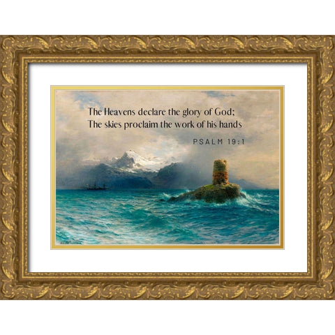 Bible Verse Quote Psalm 19:1, Lev Lagorio, Lofoten Island Gold Ornate Wood Framed Art Print with Double Matting by ArtsyQuotes