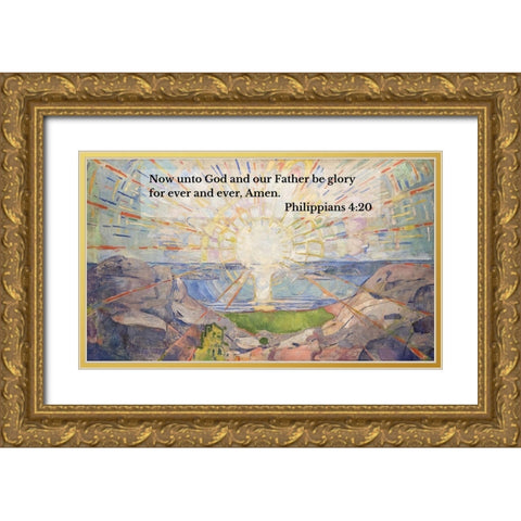 Bible Verse Quote Philippians 4:20, Edvard Munch, The Sun Gold Ornate Wood Framed Art Print with Double Matting by ArtsyQuotes