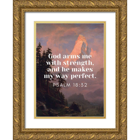 Bible Verse Quote Psalm 18:22, Albert Bierstadt - Sunrise on the Matterhorn Gold Ornate Wood Framed Art Print with Double Matting by ArtsyQuotes