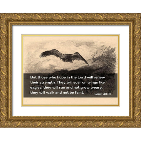 Bible Verse Quote Isaiah 40:31, Karl Bodmer - Eagle Flying Gold Ornate Wood Framed Art Print with Double Matting by ArtsyQuotes