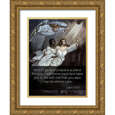 Bible Verse Quote John 14:3, Currier and Ives - Spirits Flight Gold Ornate Wood Framed Art Print with Double Matting by ArtsyQuotes