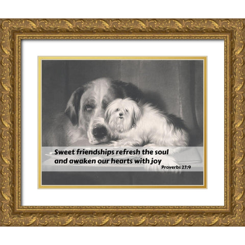 Bible Verse Quote Proverbs 27:9, Edwin Henry Landseer - The Lion Dog of Malta The Last of his Tribe Gold Ornate Wood Framed Art Print with Double Matting by ArtsyQuotes