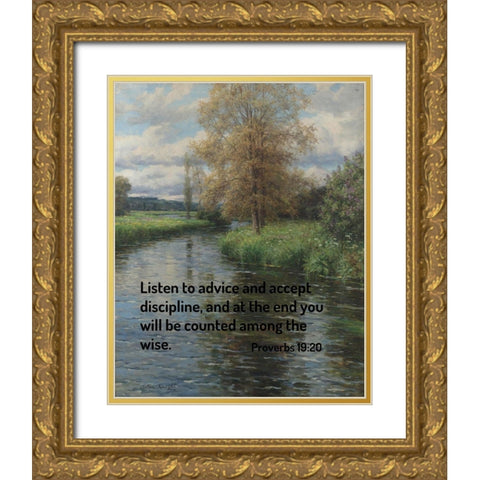 Bible Verse Quote Proverbs 19:20, Louis Aston Knight - At the Waters Edge Gold Ornate Wood Framed Art Print with Double Matting by ArtsyQuotes