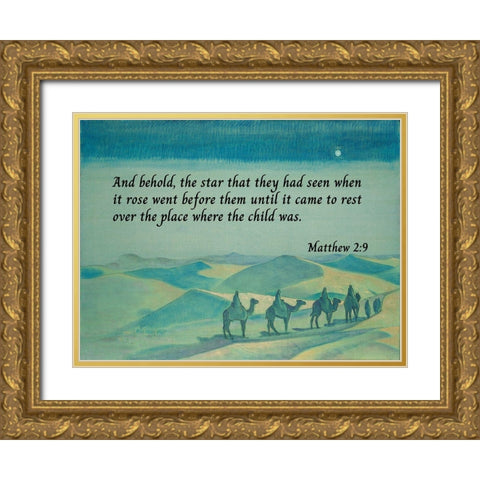 Bible Verse Quote Matthew 2:9, Nicholas Roerich - Star of Mother of the World Gold Ornate Wood Framed Art Print with Double Matting by ArtsyQuotes