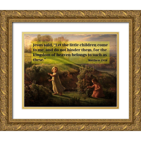 Bible Verse Quote Matthew 19:14, Anne Francois Janmot - Poem of the Soul Spring Gold Ornate Wood Framed Art Print with Double Matting by ArtsyQuotes