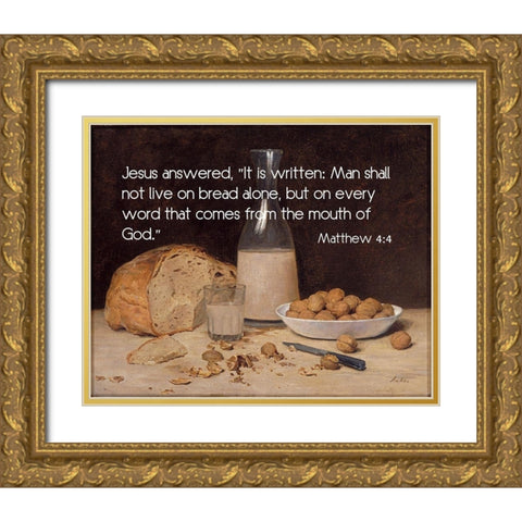 Bible Verse Quote Matthew 4:4, Albert Ankler - Still Life New Wine Gold Ornate Wood Framed Art Print with Double Matting by ArtsyQuotes