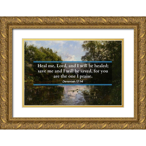 Bible Verse Quote Jeremiah 17:14, Peder Mork Monsted - Hellebaek Gold Ornate Wood Framed Art Print with Double Matting by ArtsyQuotes