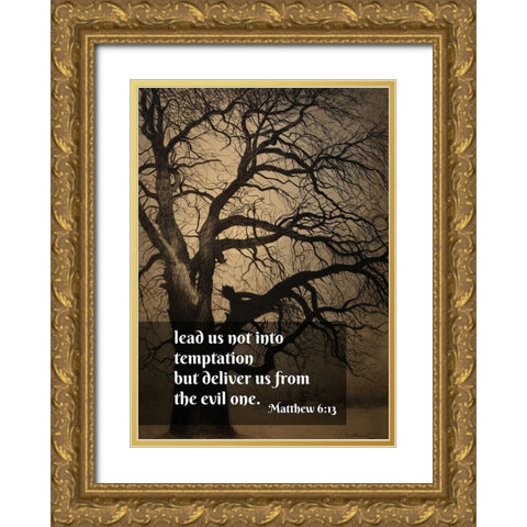 Bible Verse Quote Matthew 6:13, Leon Spilliaert - Tree in the Winter Gold Ornate Wood Framed Art Print with Double Matting by ArtsyQuotes