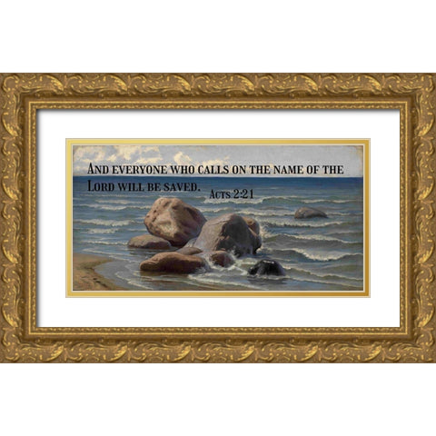 Bible Verse Quote Acts 2:21, Efim Volkov - Seascape 2 Gold Ornate Wood Framed Art Print with Double Matting by ArtsyQuotes