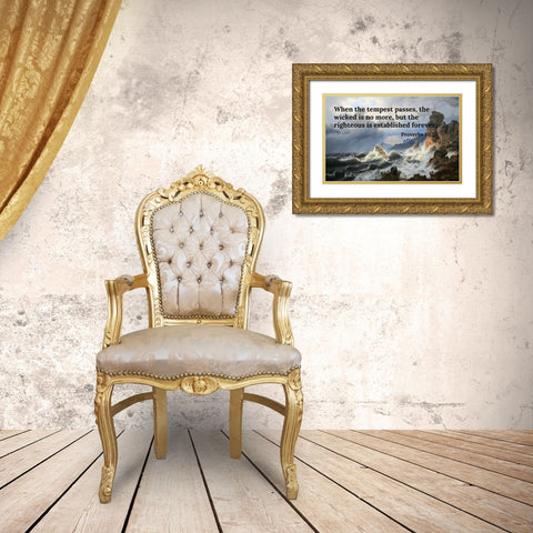 Bible Verse Quote Proverbs 10:25, Andreas Achenbach - A Sea Storm on the Norwegian Coast Gold Ornate Wood Framed Art Print with Double Matting by ArtsyQuotes