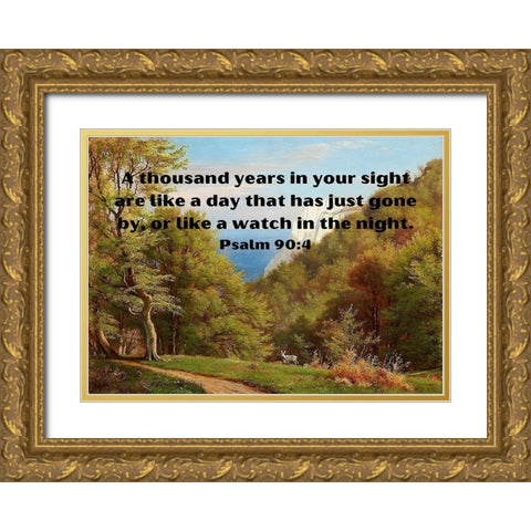 Bible Verse Quote Psalm 90:4, Carl Fredrik Aagard - Sommerdag pa Mons Klint Gold Ornate Wood Framed Art Print with Double Matting by ArtsyQuotes