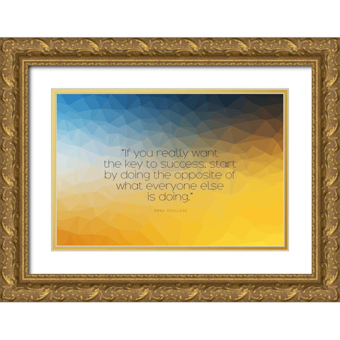 Brad Szollose Quote: Key to Success Gold Ornate Wood Framed Art Print with Double Matting by ArtsyQuotes