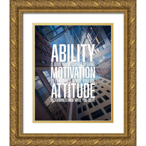 Artsy Quotes Quote: Attitude Gold Ornate Wood Framed Art Print with Double Matting by ArtsyQuotes