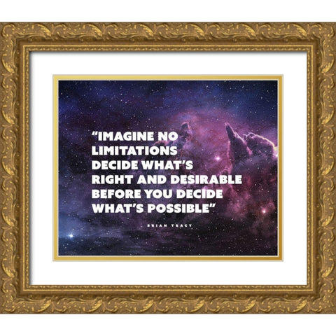 Brian Tracy Quote: Imagine No Limitations Gold Ornate Wood Framed Art Print with Double Matting by ArtsyQuotes