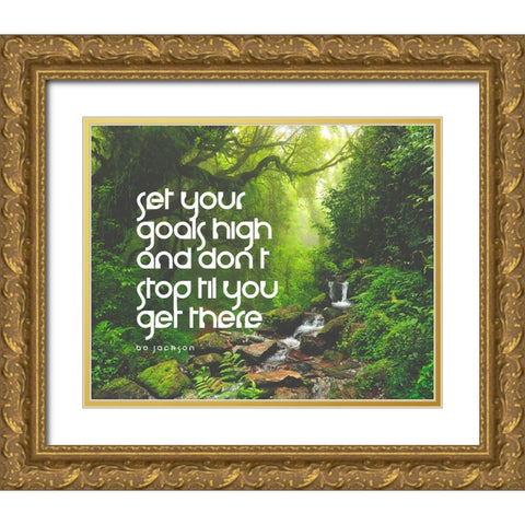 Bo Jackson Quote: Set Your Goals High Gold Ornate Wood Framed Art Print with Double Matting by ArtsyQuotes