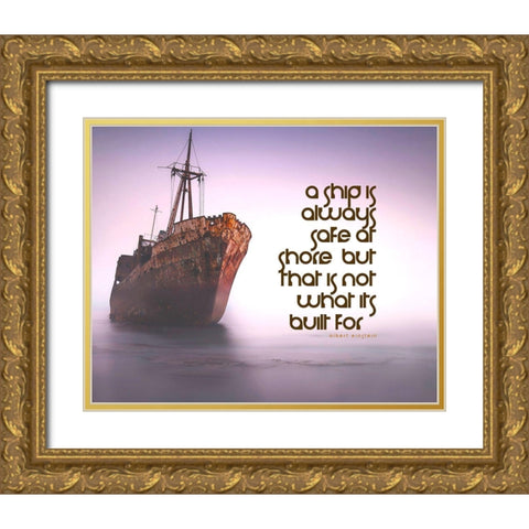 Albert Einstein Quote: Always at Shore Gold Ornate Wood Framed Art Print with Double Matting by ArtsyQuotes