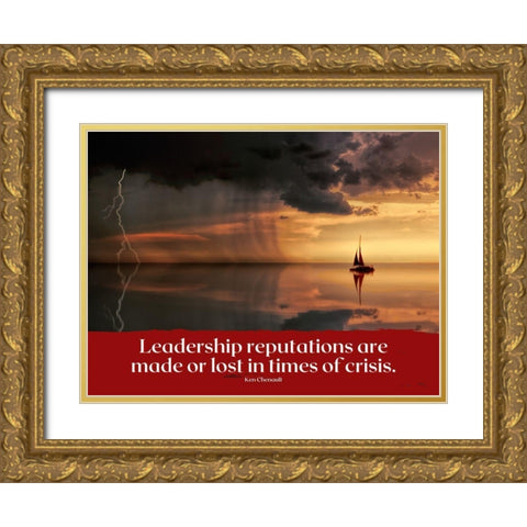 Ken Chenault Quote: Leadership Reputations Gold Ornate Wood Framed Art Print with Double Matting by ArtsyQuotes