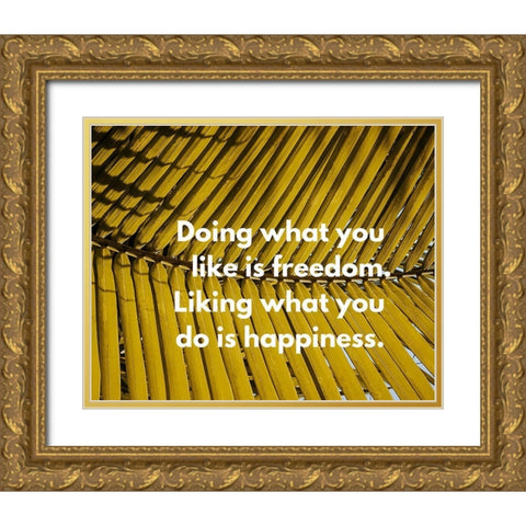 Artsy Quotes Quote: Freedom and Happiness Gold Ornate Wood Framed Art Print with Double Matting by ArtsyQuotes