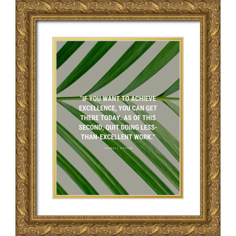 Thomas J. Watson Quote: Achieve Excellence Gold Ornate Wood Framed Art Print with Double Matting by ArtsyQuotes