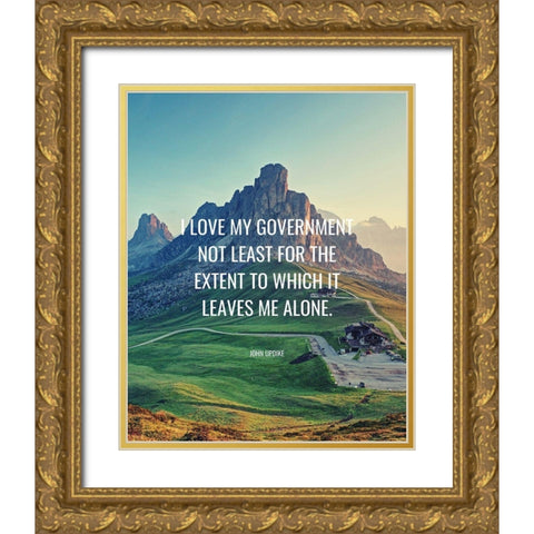 John Updike Quote: Government Gold Ornate Wood Framed Art Print with Double Matting by ArtsyQuotes