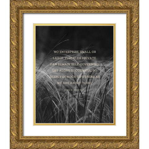 Mitch Daniels Quote: Public or Private Gold Ornate Wood Framed Art Print with Double Matting by ArtsyQuotes