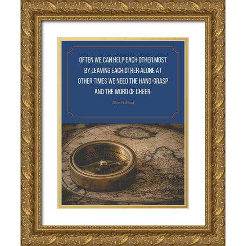 Elbert Hubbard Quote: Help Each Other Gold Ornate Wood Framed Art Print with Double Matting by ArtsyQuotes