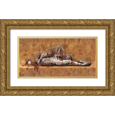 Demon And The Unicorn II Gold Ornate Wood Framed Art Print with Double Matting by Wiley, Marta