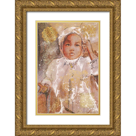 Little African Girl I Gold Ornate Wood Framed Art Print with Double Matting by Wiley, Marta