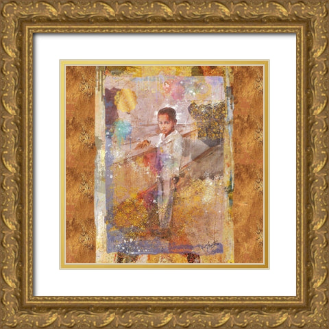 Little African Boy II Gold Ornate Wood Framed Art Print with Double Matting by Wiley, Marta