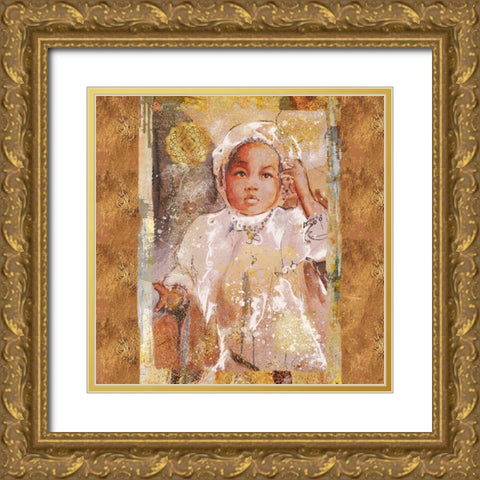 Little African Girl II Gold Ornate Wood Framed Art Print with Double Matting by Wiley, Marta