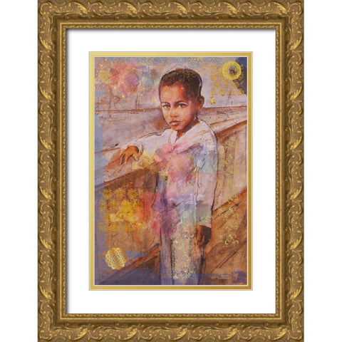 Little African Boy III Gold Ornate Wood Framed Art Print with Double Matting by Wiley, Marta
