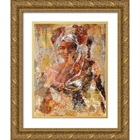 Tan African Dreams Gold Ornate Wood Framed Art Print with Double Matting by Wiley, Marta