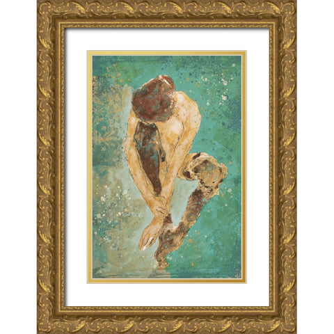 Teal Repose  Gold Ornate Wood Framed Art Print with Double Matting by Wiley, Marta