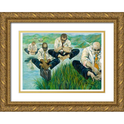 Hands For Feet Gold Ornate Wood Framed Art Print with Double Matting by Wiley, Marta