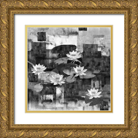 Lily Pods Abstract Gold Ornate Wood Framed Art Print with Double Matting by Wiley, Marta