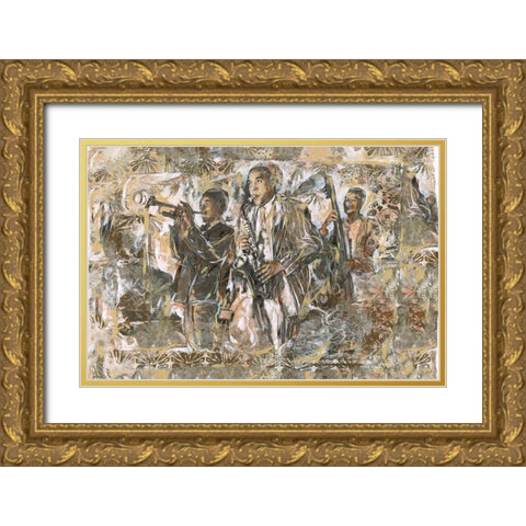 Jazz Gold Ornate Wood Framed Art Print with Double Matting by Wiley, Marta
